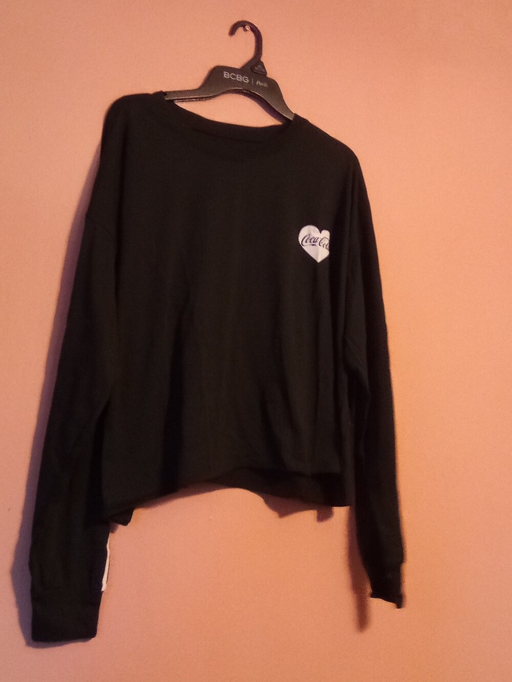 Coca Cola Black Crew Neck Crop Top  with Heart Accent ( Bag J)